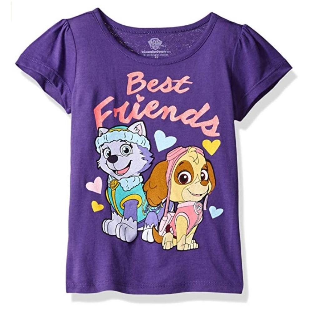 Girls Paw Patrol T-Shirt Purple w Puppies 4T